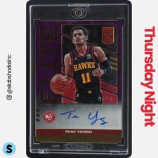 2021 PANINI DONRUSS ELITE #ES-TYG TRAE YOUNG PURPLE AUTO /25