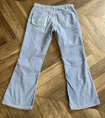 Vintage 70s Levi's Flare Corduroy Pants Hippie Repaired Mens 33.5