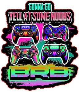 Gaming Gamer Yell at Noobs Self Adhesive Sticker