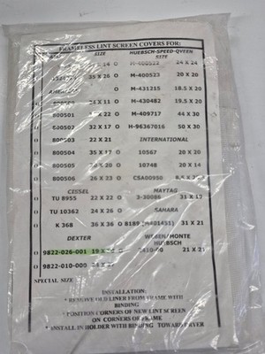 Dexter lint screen 9822-026-001 NOS