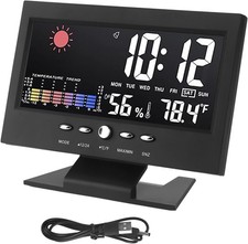 LED Digital Alarm Clock Snooze Calendar Thermometer Hygrometer Weather Display