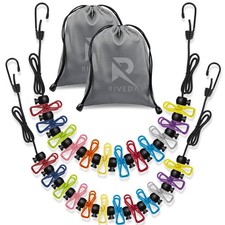 RIVEDA 2 Pack Travel Clotheslines with 12 Colorful Clips Each  2 Bags, Cruis...