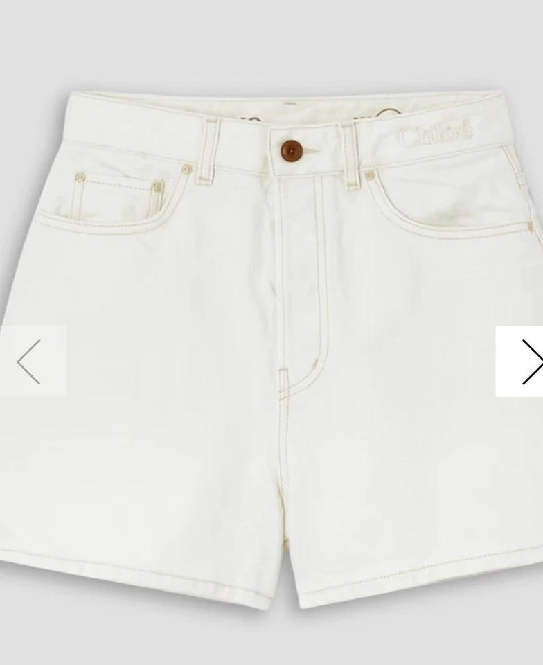 Shorts jeans branco cintura alta Chloé Dukuno novo com etiquetas tamanho 10 ($690 varejo) designer de luxo - Imagem 4 de 4