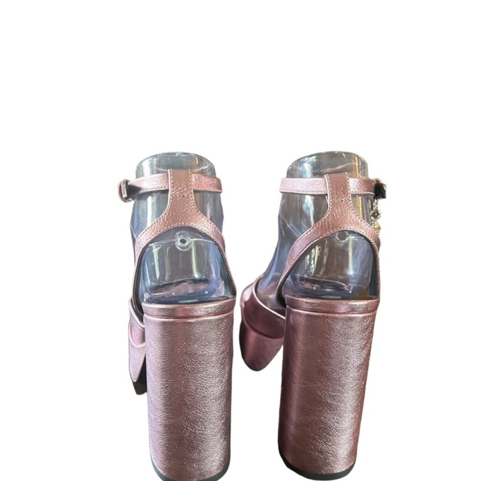 Versace Baby Pink Leather Logo Charm High Heel Platform Sandals  EU 39.5 US 9.5 thumbnail 5