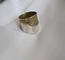 Retired Sign Silpada Sterling Silver 925 & Brass Rain or Shine Band Ring Sz 7.5