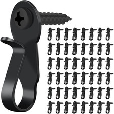 48 Pack Screw Hooks Black Outdoor String Light Clips Christmas Light Hooks...