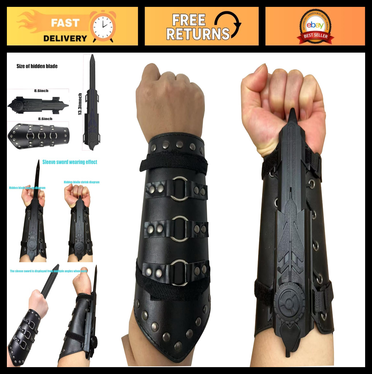 1:1 Hidden Blade & Sword Cosplay Props - Role Playing Weapons for Black Flag Fan