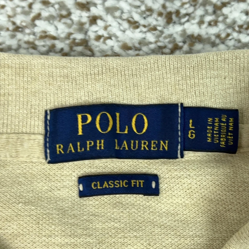 Рубашка поло Polo Ralph Lauren мужская большая бежевая классический крой логотип повседневная для гольфа - Изображение 4 из 4