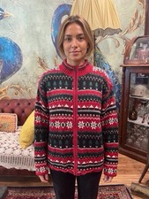 Tiara International Women s XL Fair Isle Knit Full Zip Mock Neck Cardigan