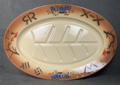 NASCO Western Steak Plate, Enamelware! Wagons! Branding Symbols! Western Theme!
