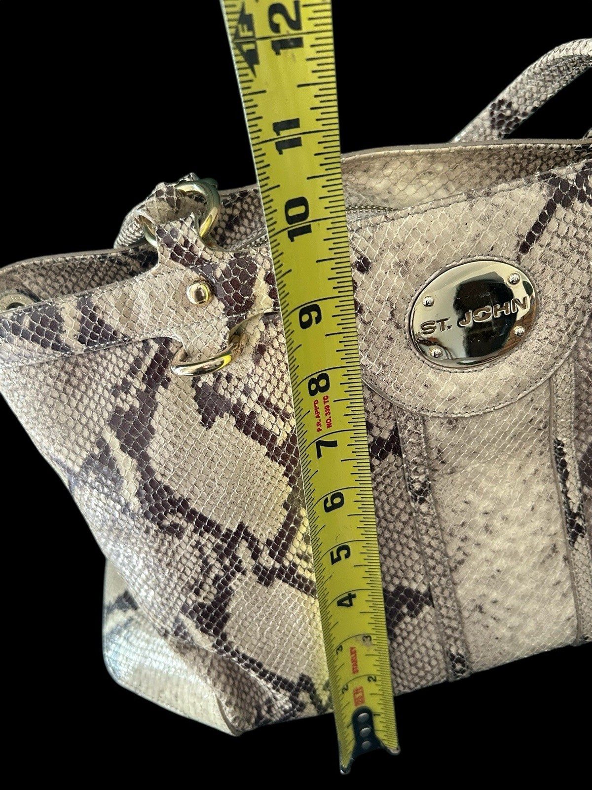 St John PYTHON Snakeskin Tote Handbag 16"x10"x6" … - image 15
