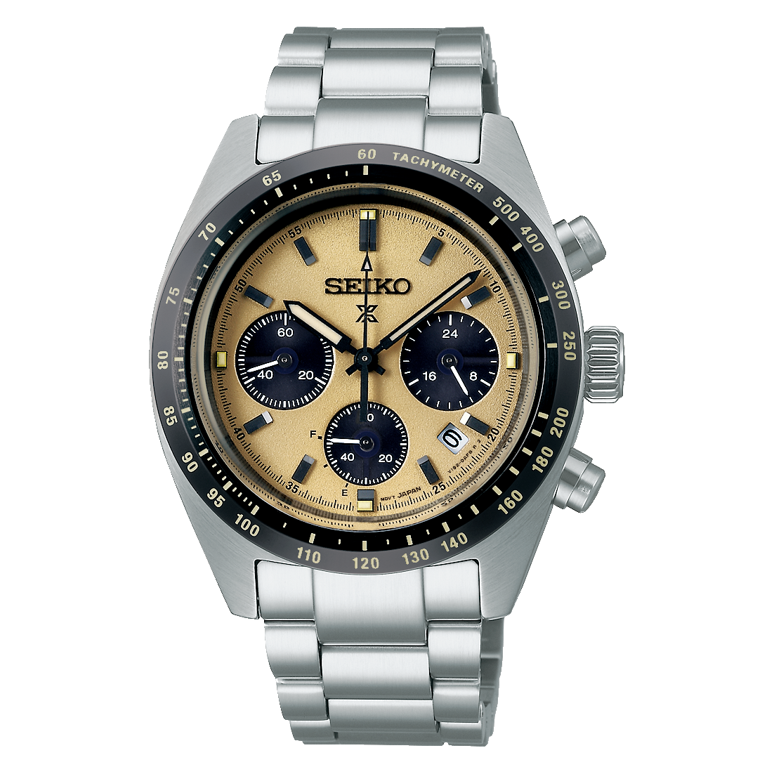 Seiko Prospex Chronograph Speedtimer Solar 39 MM Gold Dial SS Watch SSC817P1