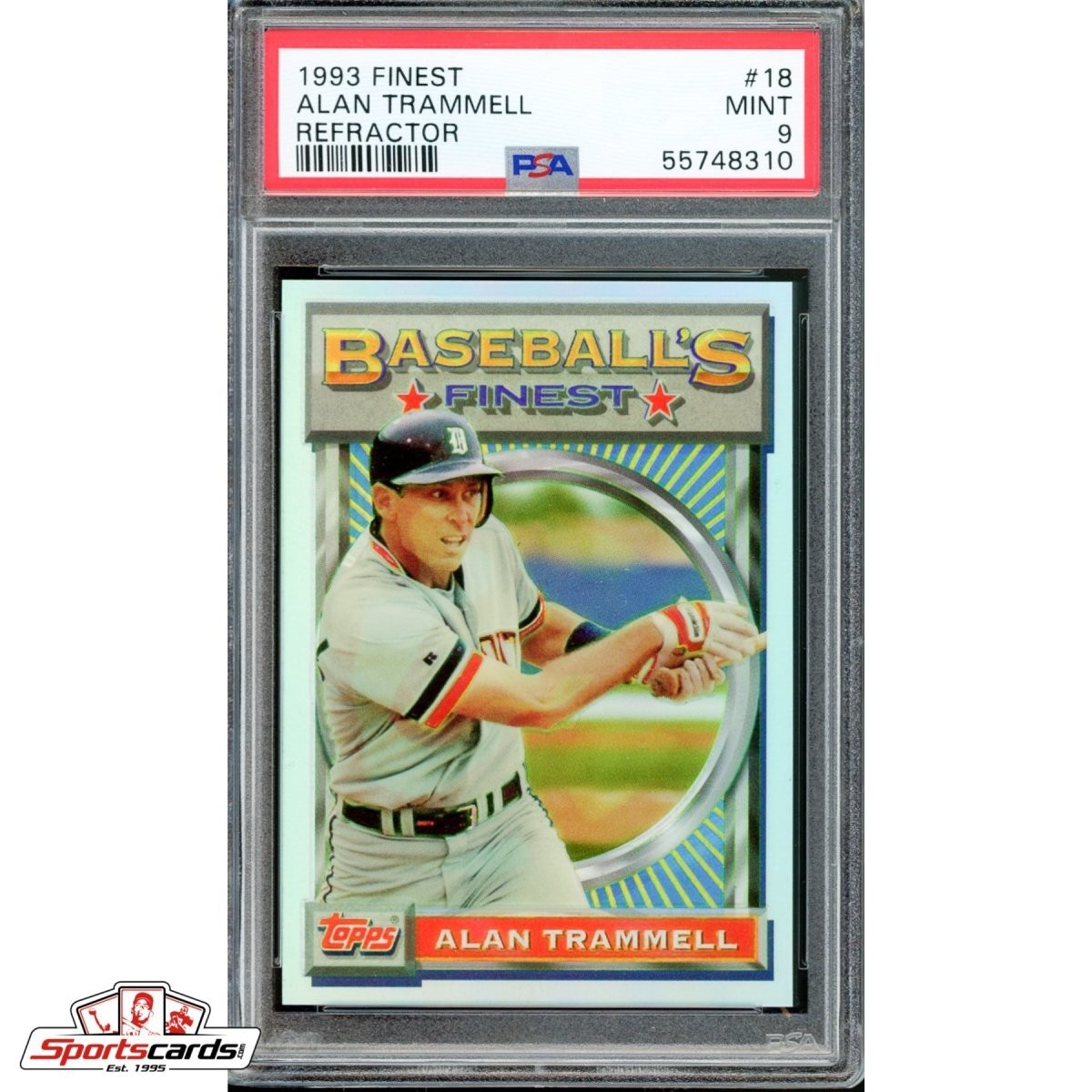 1993 Finest Alan Trammell Refractor #18 PSA 9