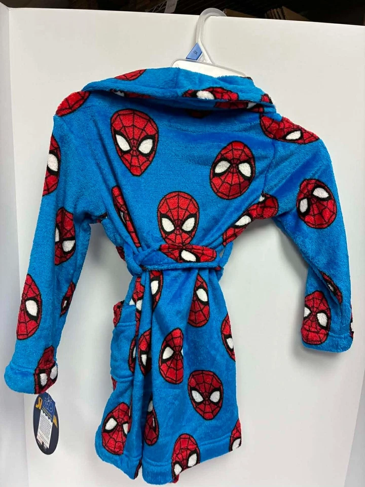 Marvel Ultimate Spiderman Niño Azul Rojo Poliéster Manga Larga Bata 4/5 Nuevo Con Etiquetas Foto 4 de 4