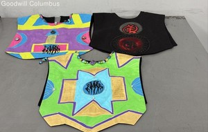 Custom Women's Hand Painted Vests Set of 3 Abstract Afrocentric Wearable Art