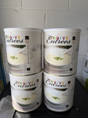 Lot 4 55oz Cans Thrive Entrees Broccoli Cheese Soup Expire 2038 Emergency Food