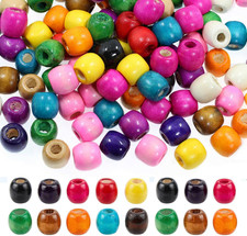 Wood Beads Assorted Colors 16x16-17mm 200pcs for Jewelry Making Craft and DIY