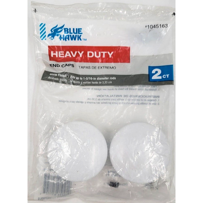 #ad Blue Hawk White Finish Clothes Rod End Caps Fits up to 1 5 16quot; Rods $9.50