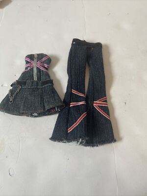 BRATZ PRETTY N PUNK CLOE BLUE DENIM DRESS Flared Jeans DOLL CLOTHES 🇬🇧  2005