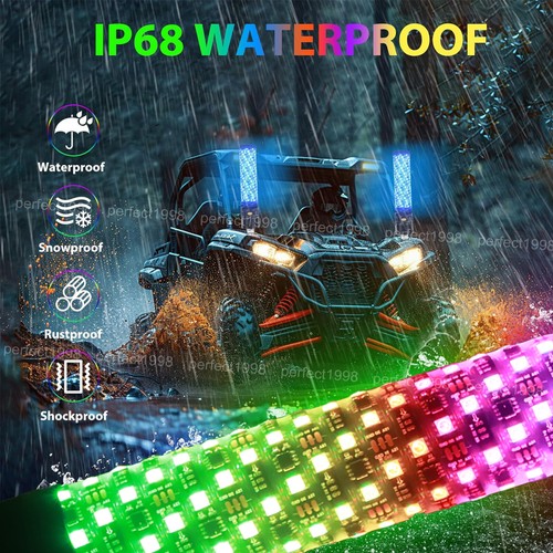 2024 NEWEST Thick LED Whip Spiral Chasing RGB 2FT Fat Whip Light For Polaris UTV - Picture 4 of 19
