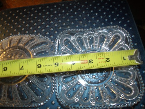 2 vtg 5” square vintage beaded glass plate - Picture 4 of 5