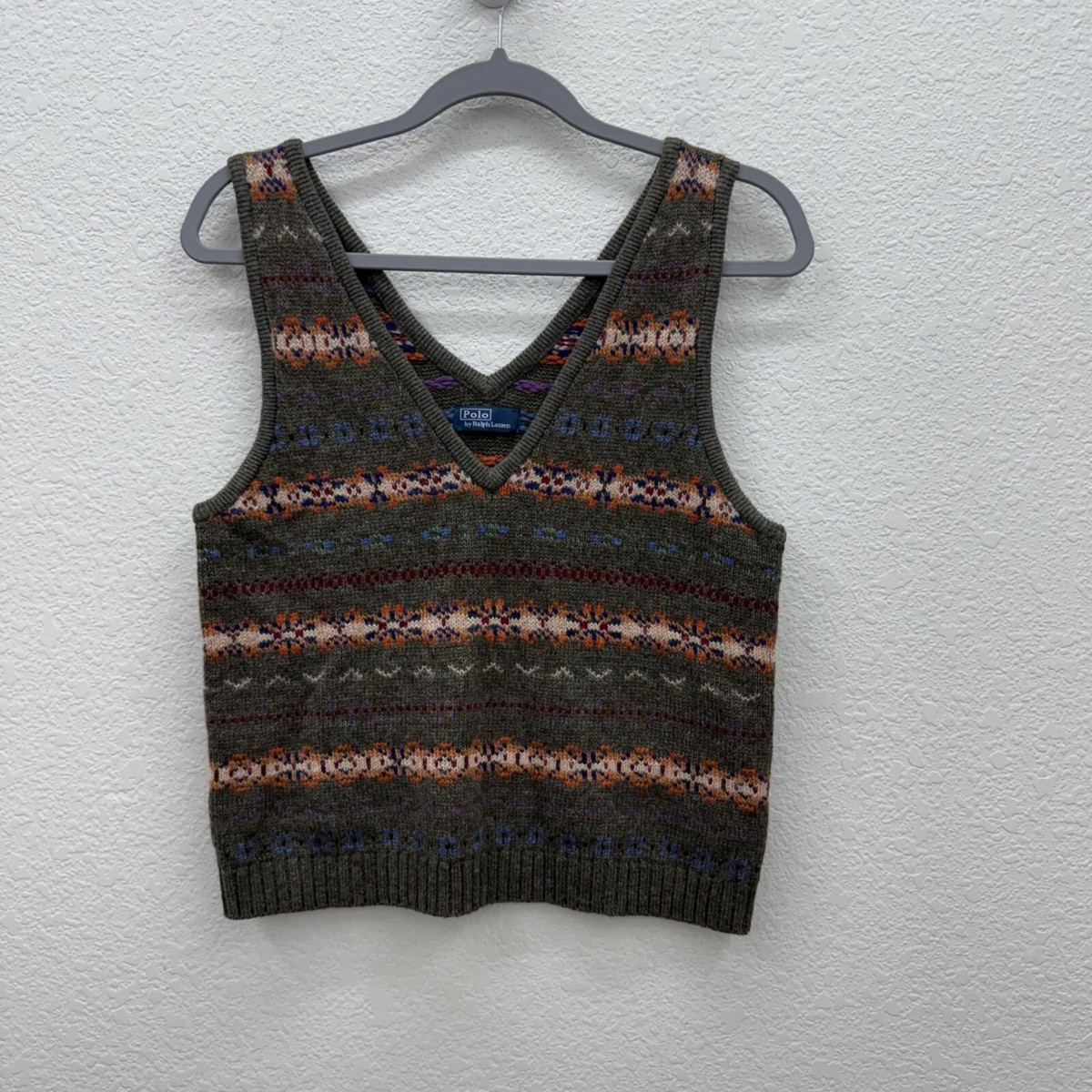 Polo Ralph Lauren Fair Isle Sweater Vneck Knit Tank Top