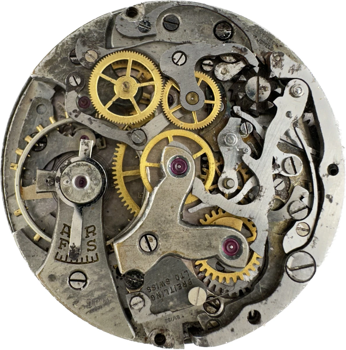 Vintage Breitling 3 Register Chronograph Watch Movement Rare Converted Venus 175