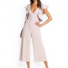   Badgley Mischka Ruffle Cropped Wide Leg Jumpsuit Size 0.