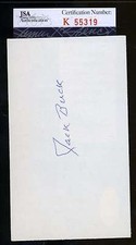 Jack Buck Cardinals Signed Jsa Certified 3x5 Index Card Authentic Autograph
