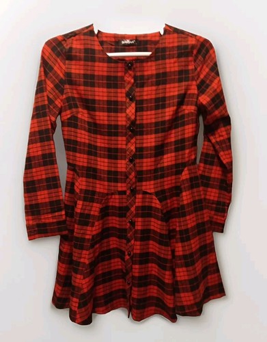 Allegra K Dress Red Plaid Fit And Flare Whimsygoth Schoolgirl Womens Small