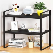 Desktop Organizer Shelf Office Storage Rack Computer Desk Bookshelf Adjustabl...