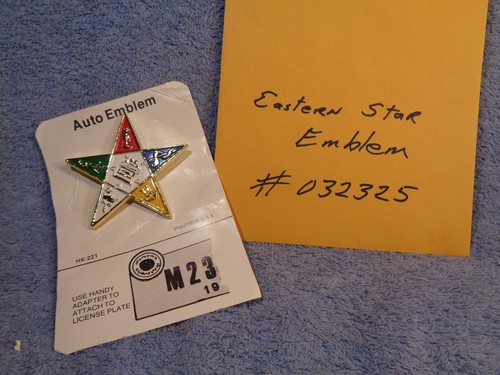 Vtg NOS Eastern Star FATAL Metal Auto Car License Tag Topper Emblem - Picture 10 of 10