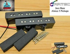 Artec Jazz Bass Alnico 5 Pickup Set Black Vintage Sound