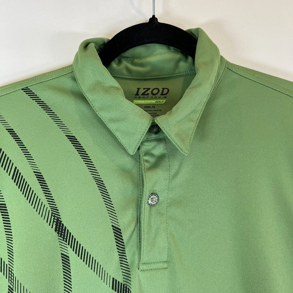 Camisa Polo Izod Perform Xtreme Function Golf Cool FX Para Hombres Mediana Verde Lima Foto 2 de 4