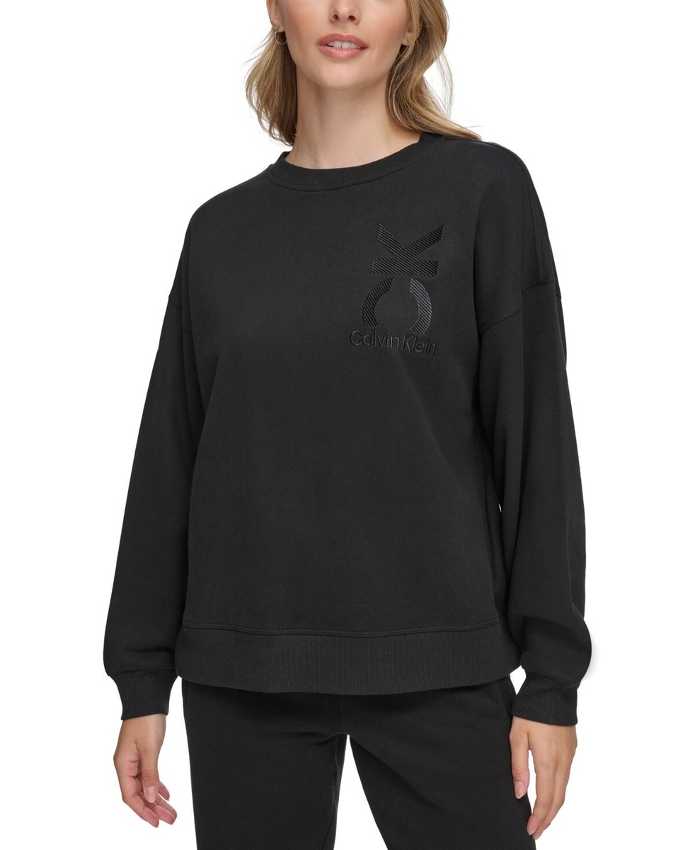 Calvin Klein Oversized Logo Crewneck Sweatshirt Women's M Black