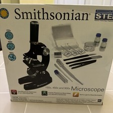 Smithsonian STEM 150x/450x/900x Microscope Kit Black LED 3.8"Lx12"Dx12"H