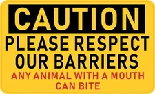 StickerTalk Zoo Caution Animals Bite Vinyl Sticker, 5 inches x 3 inches