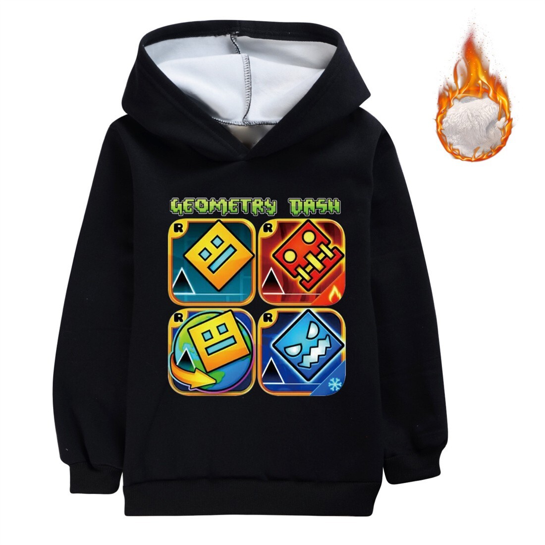 Geometry Dash 5-13 Year Old Boys' Hoodie with Thick and Non