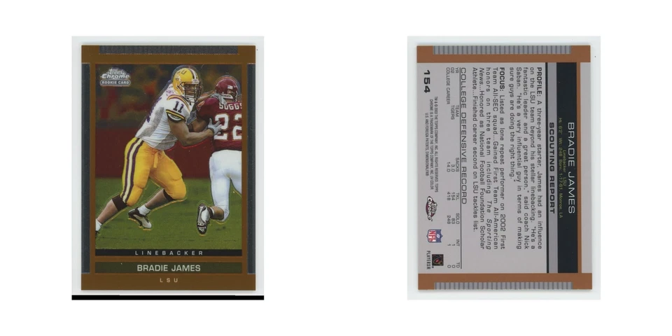Bradie James Rookie 2003 Topps Chrome #154 LSU Tigers Football Card NM - Image 3 of 3