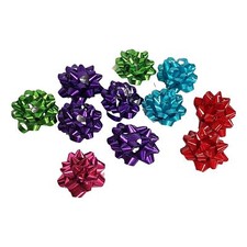 Mini Christmas Gift Bows 100 Count 2 inch Self Stick Multi Colored Assorted