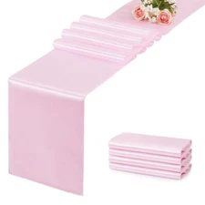 Light Pink Satin Table Runner 12x108 Inch Event Wedding Party Table Decor 4 Pack