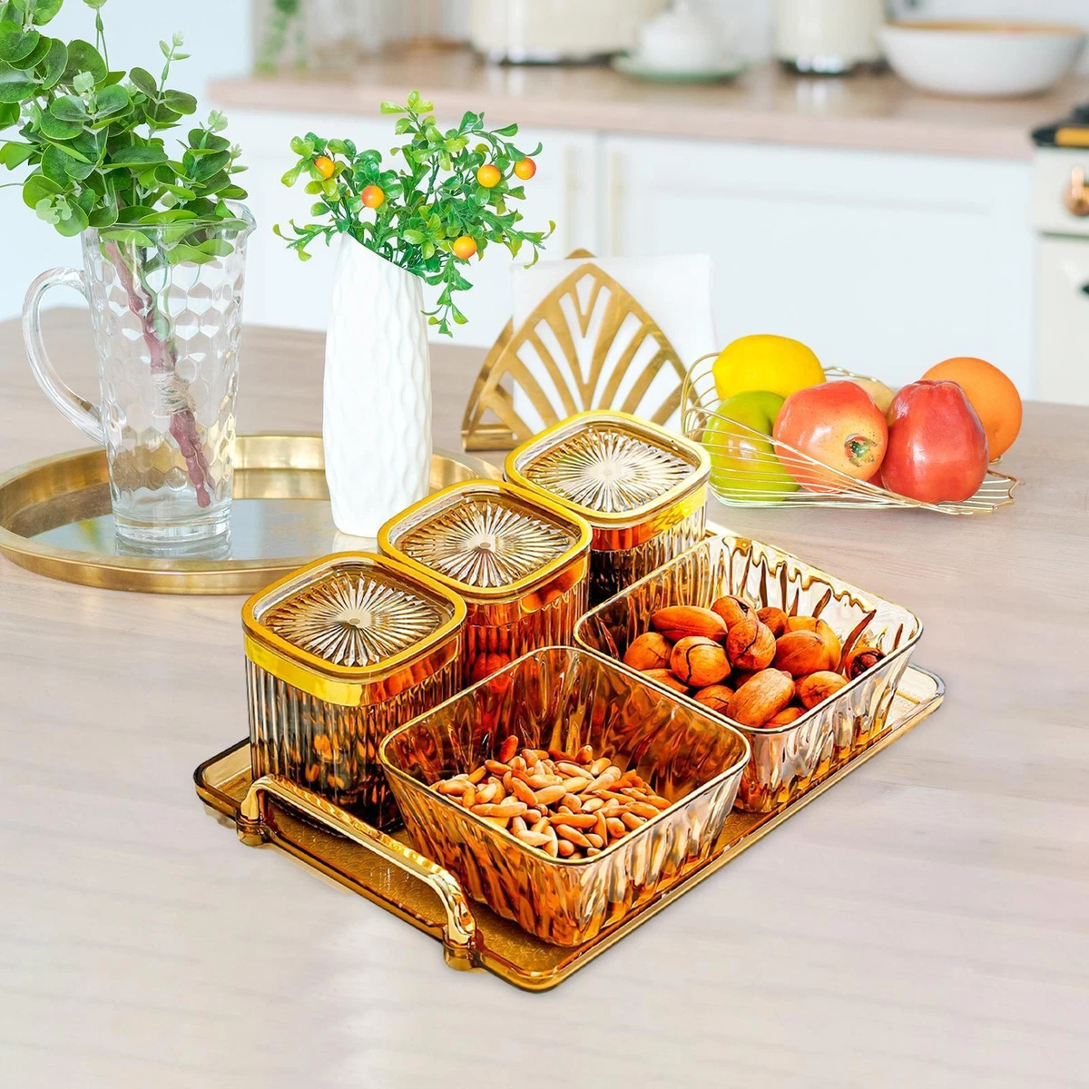 Divided Serving Dish Appetizer Tray Divided Serving Platter for Kitchen Nuts