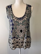 RENEE C Made in the USA Medallion Print Tank Sz Large Groovy Boho