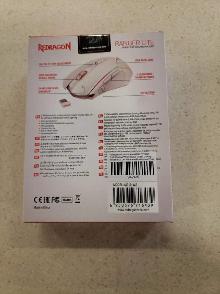 Wireless Gaming Mouse with RGB Backlit 8000 DPI with Fire Button Macro Editin... - Image 2 of 3