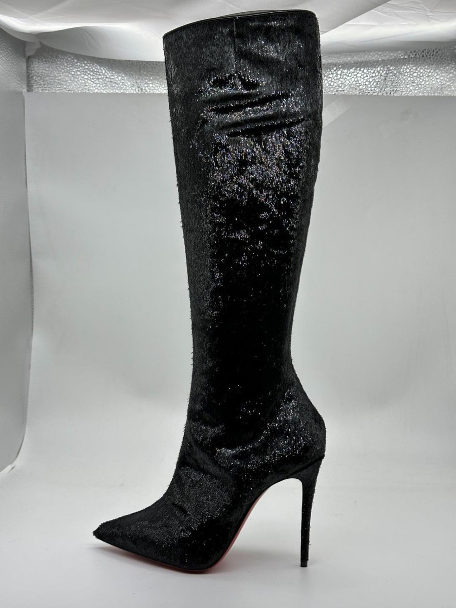 Christian Louboutin KATE BOTTA 100 Velours Papillon Knee High Boots Heels  $1795