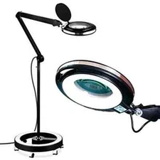 Lightview Pro Magnifying Glass Stand & Light, Magnifying Floor Lamp with 6-Wheel
