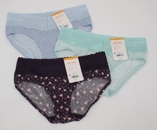 New set/3 WARNER'S no muffin top HIPSTER panties BLUE DOTS GREEN PLUM FLORAL S
