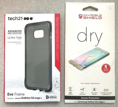 Tech21 Evo Frame Case For Samsung Galaxy S6 Edge+ Plus Black & Screen Protector