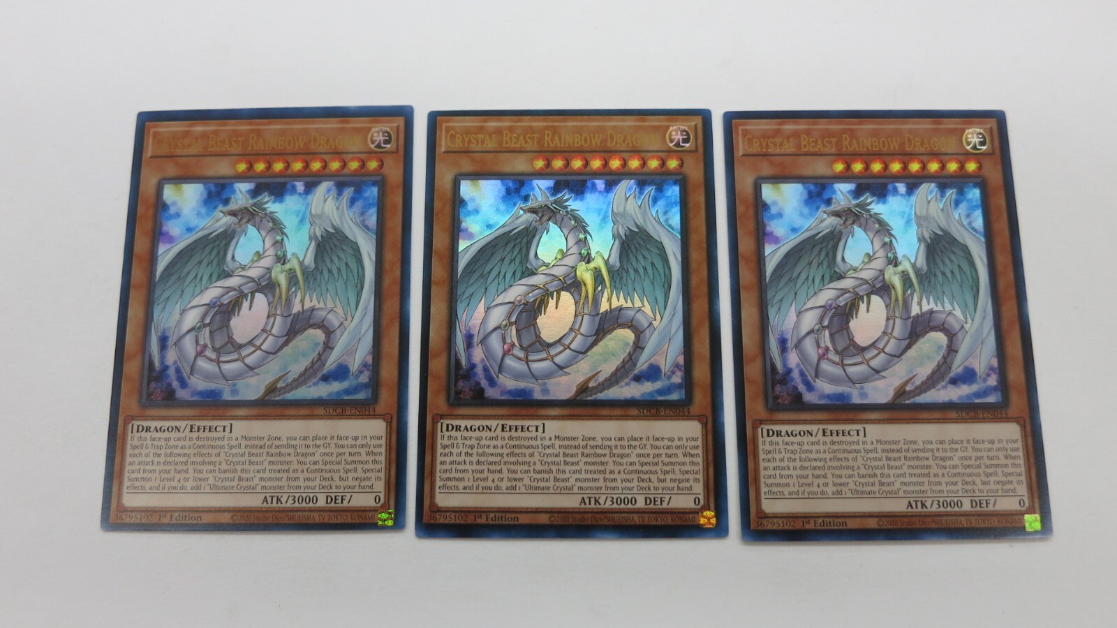 3x Crystal Beast Rainbow Dragon 1st Edition Sdcb En044 Ultra Yugioh Nm Unplayed Ebay