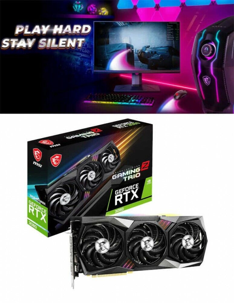 MSI Video Card GeForce RTX 3080 GAMING Z TRIO 10G LHR PCIExp MSI Video Card GeForce RTX 3080 GAMING Z TRIO 10G LHR PCIExp
